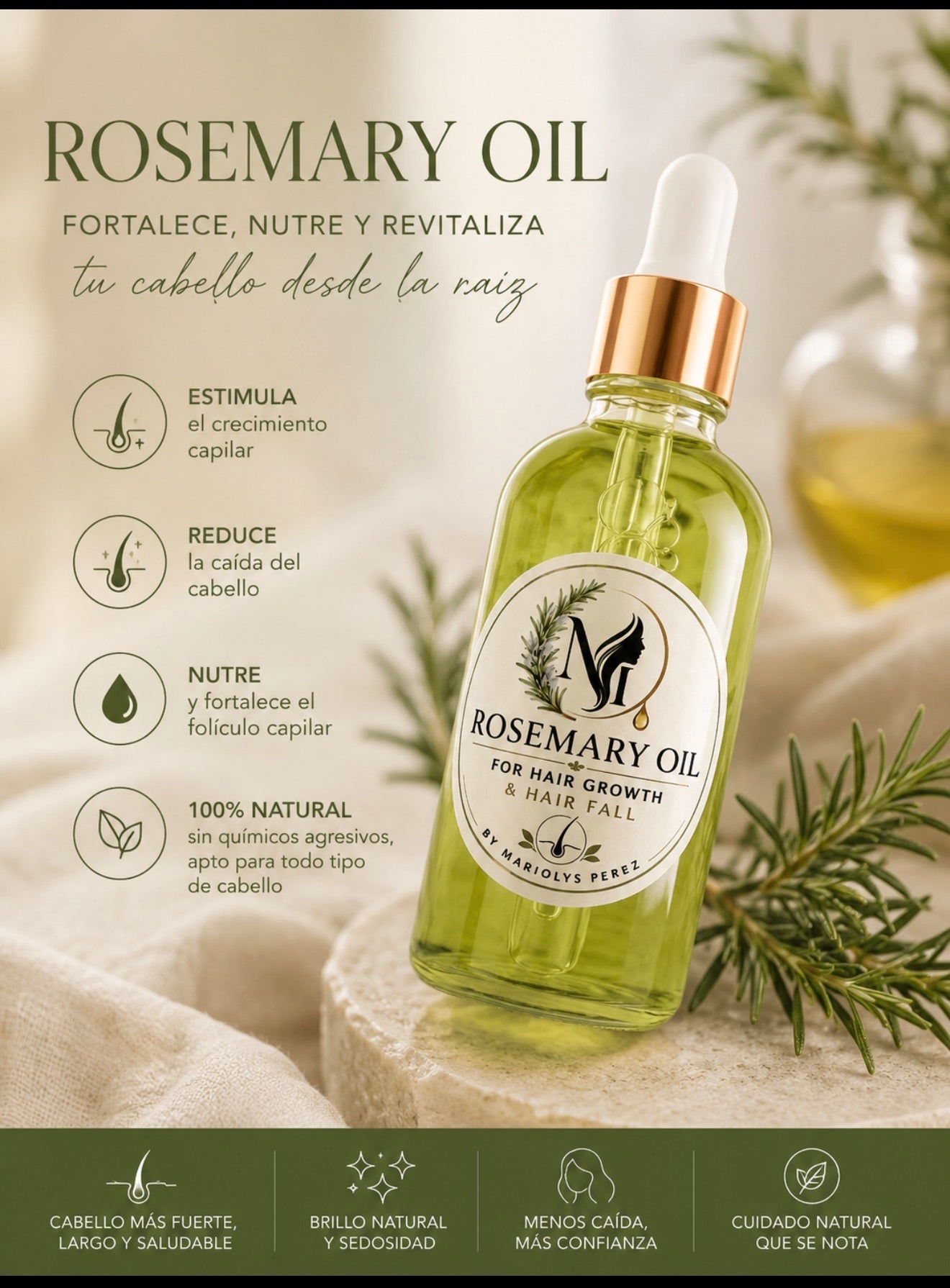 Aceite de Romero para el Cabello – Estimula el Crecimiento Capilar 100% Natural